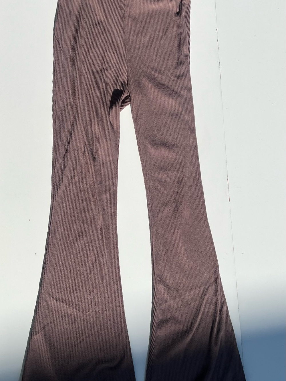 Kids Stretch Ribbed Flare Pants - Brown